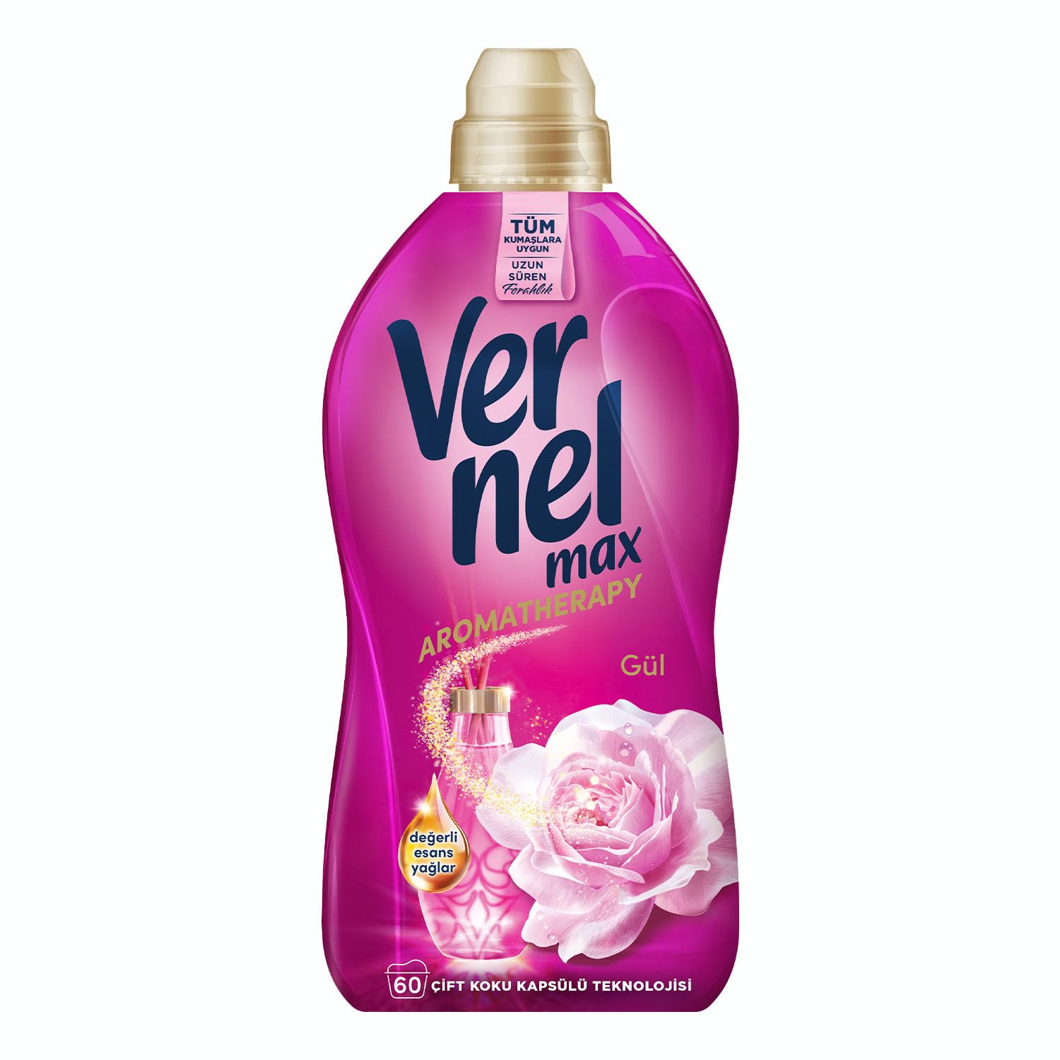 Vernel Max Taze Gül Kokulu 60 Yıkama Konsantre Çamaşır Yumuşatıcısı (1 x 1440 mL)