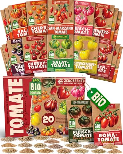 ZenGreens® - Bio Tomatensamen im 20er Set - 20 Tomaten Samen für den einfachen Anbau im Garten, Balkon oder Hochbeet - Pflanzensamen - Saatgut