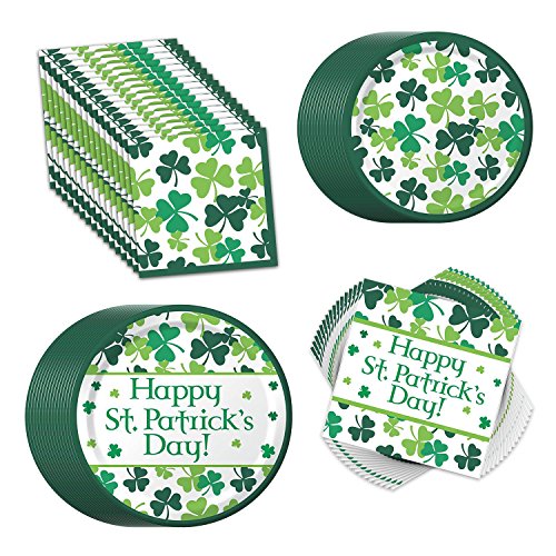 Shamrock Scatter St. Patrick's Day Party Bundle with Plates & Napkins (16 Guests)