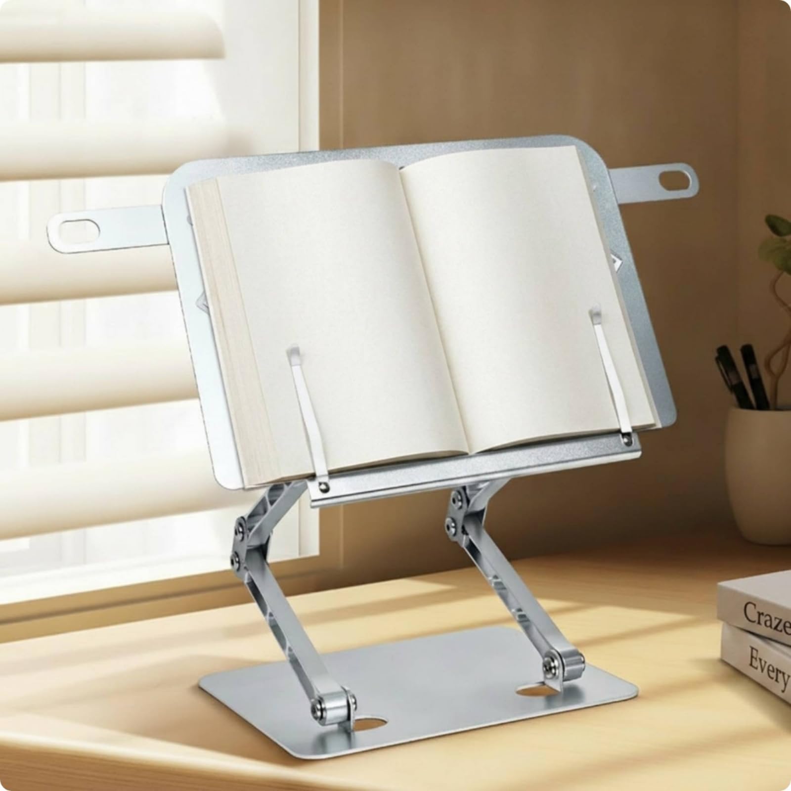 perfeclan Soporte de Lectura Infantil Atril para Libros Soporte Plegable Portapáginas con Clip Regulable 43-48 Cm Base Estable 23 Cm X 19 Cm Aleación de