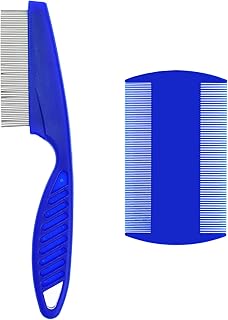 2 Pcs Flea Comb for Cat Dog Flea Lice Tear Stain Remover Pet Combs Fine Tooth Grooming Removal Tool Blue
