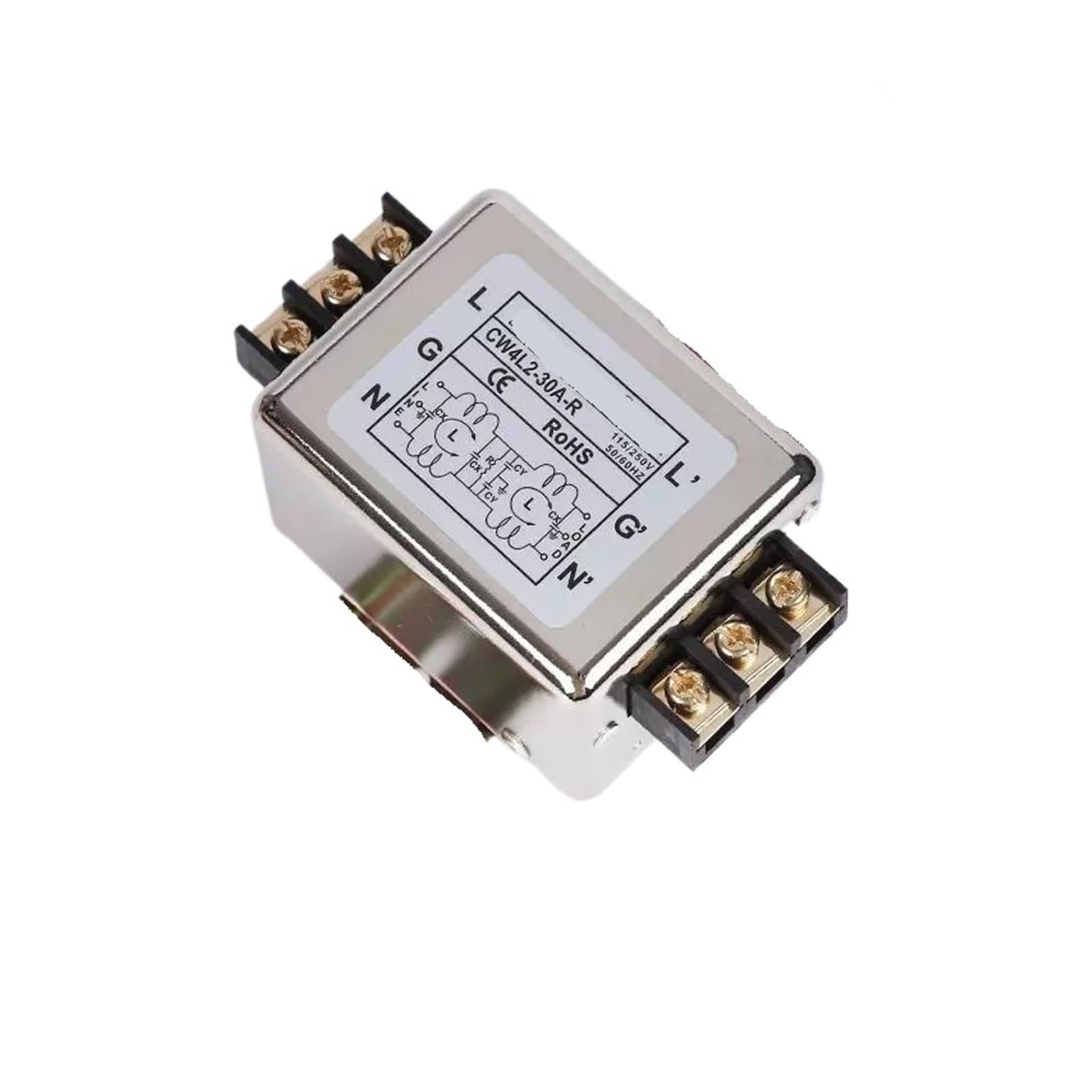 CW4L2-3A/6A/10A/20A/30A-R Bipolarer, schienenmontierter, einphasiger Wechselstrom-Hochleistungs-Entstörungs-220-V-Netzfilter, bipolar, verbessert
