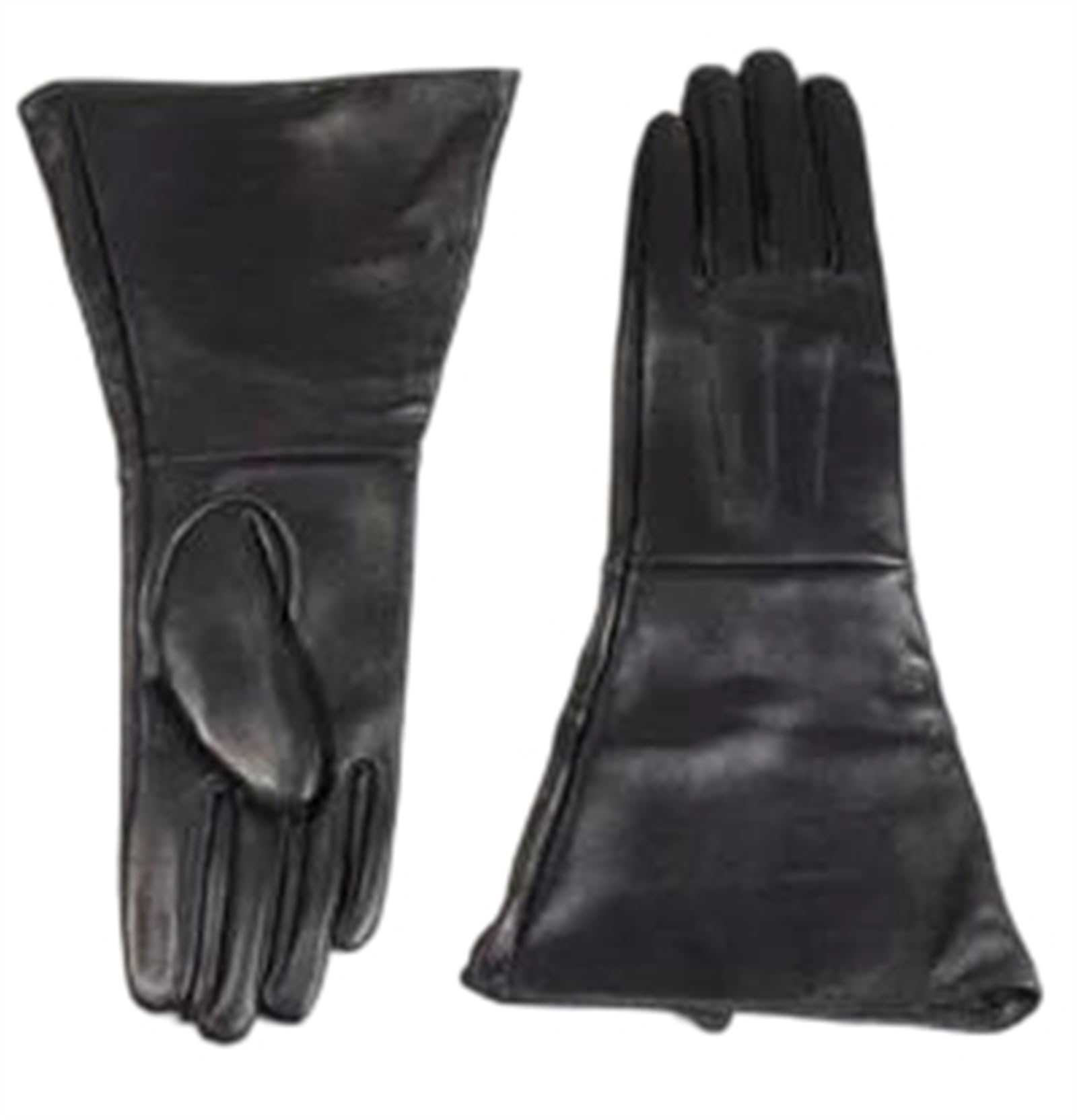 Guantes largos de piel de oveja auténtica negra para mujer, longitud al codo, medieval, renacentista, cosplay, guantes de vestir