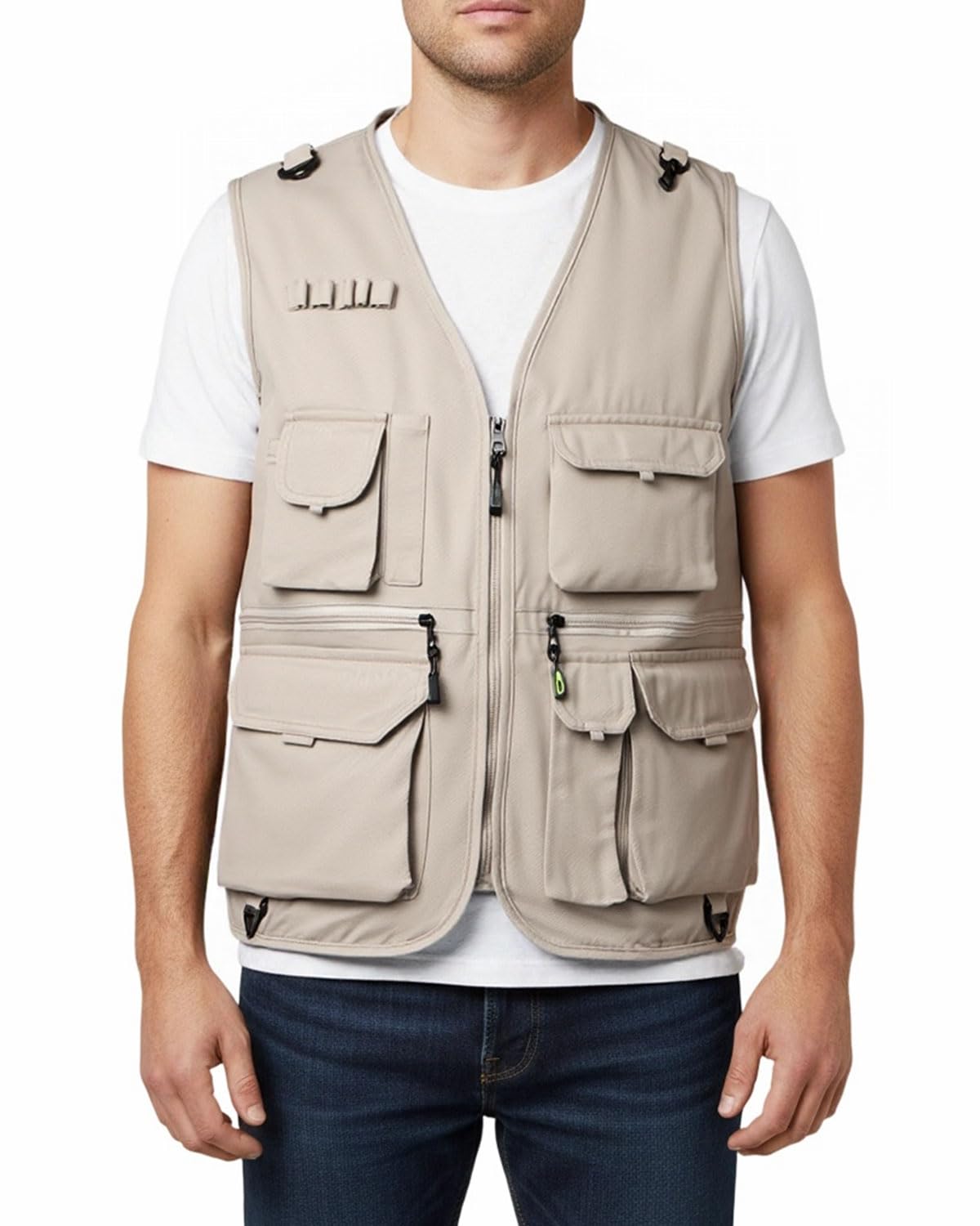 Gilet Uomo Outdoor in Cotone Multitasche Leggero e Traspirante Giacca Senza Maniche per Pesca Fotografia Escursionismo