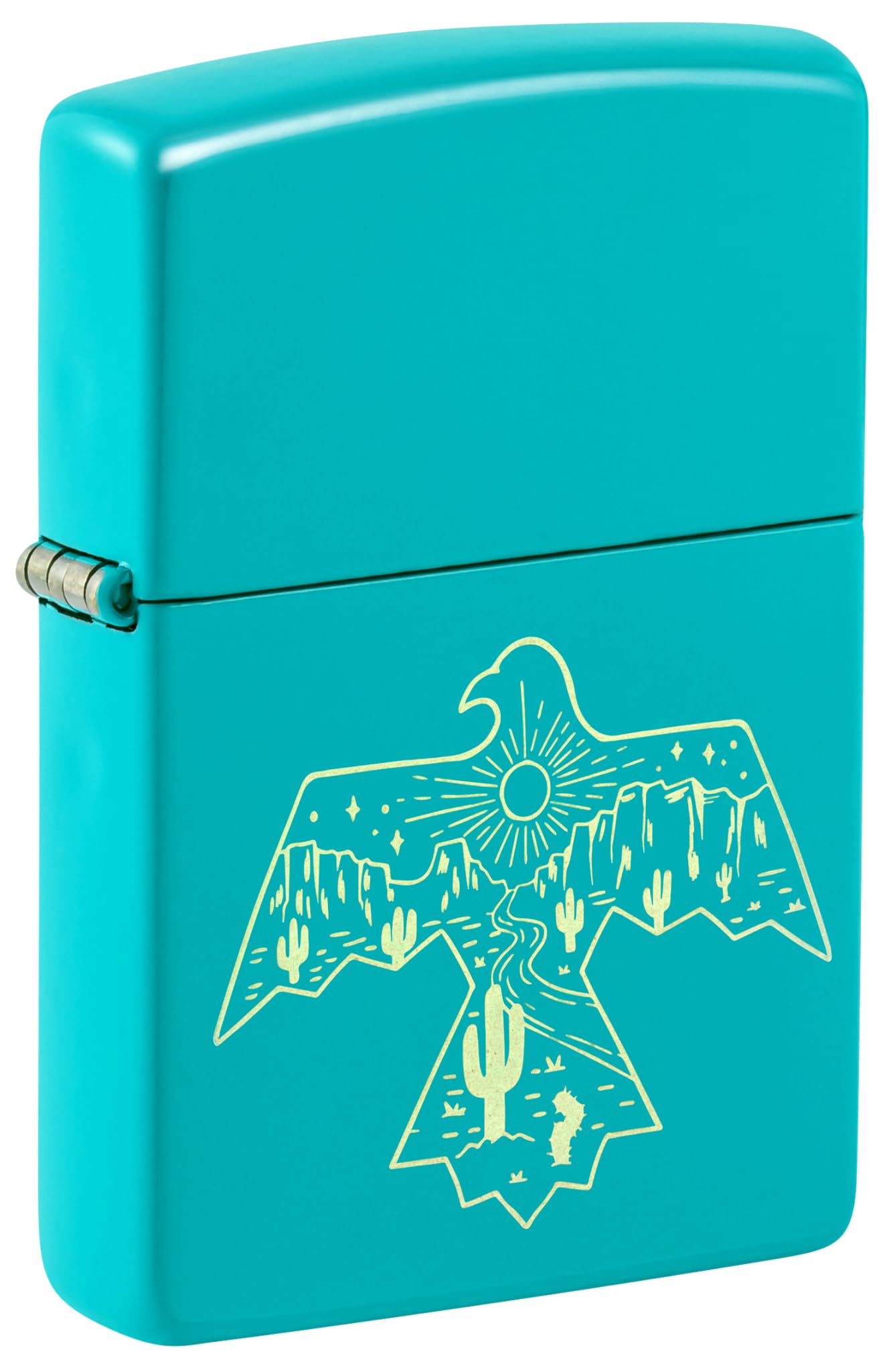 Zippo Western Thunderbird Zapalniczka Sztormowa, Grawerowanie Laserowe, Wielokrotnego Użytku, do Napełniania, Wiatroodporna Konstrukcja, Pudełko na Prezent, Wykonano w USA, Turkusowy (Flat Turquoise)