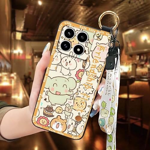 Phone Case Compatible with Redmi K90, Shockproof Anti-knock Dirt-resistant Silicone Phone Holder Lanyard Protective Kickstand Ba