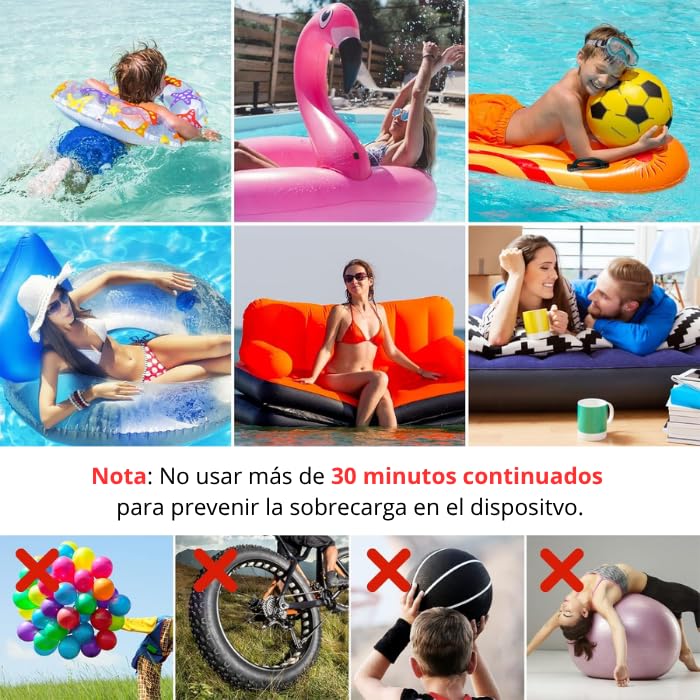 Inflador Eléctrico Portátil 200W con Función de Desinflado – 3 Boquillas Incluidas – Ideal para Colchones, Piscinas, Barcas y Más – Compacto y Potente