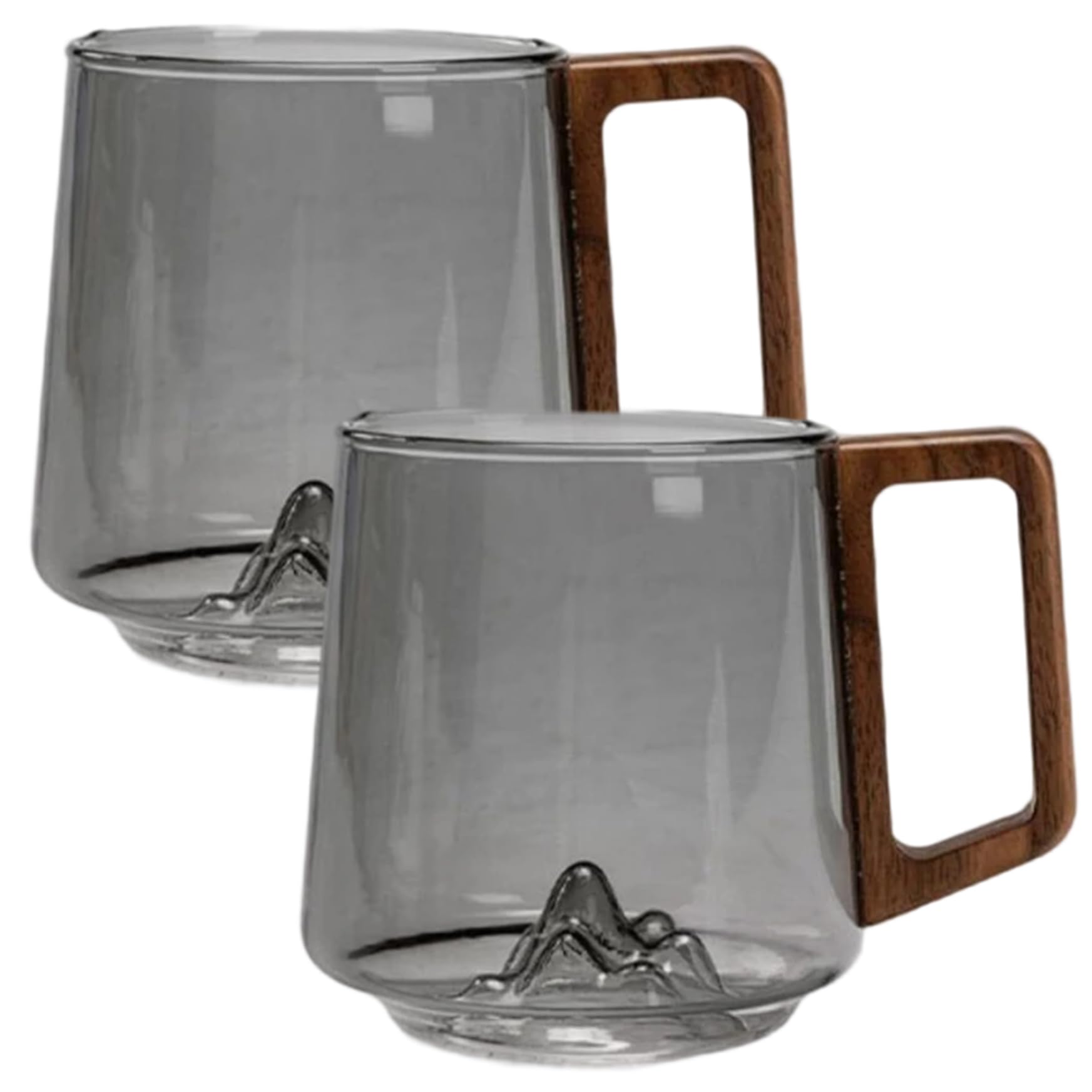 Verre à whisky de montagne 450ml avec poignée, tasses à café transparentes - Lot de 2