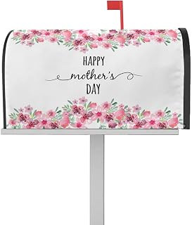 Mailbox Cover Magnetic Happy Mother's Day Spring Pink Floral Mailbox Covers Standard Size 21x18in,Mailbox Covers Wrap Post Letter Box Cover for Garden Yard Outdoor Pastoral Watercolor Flower Romantic
