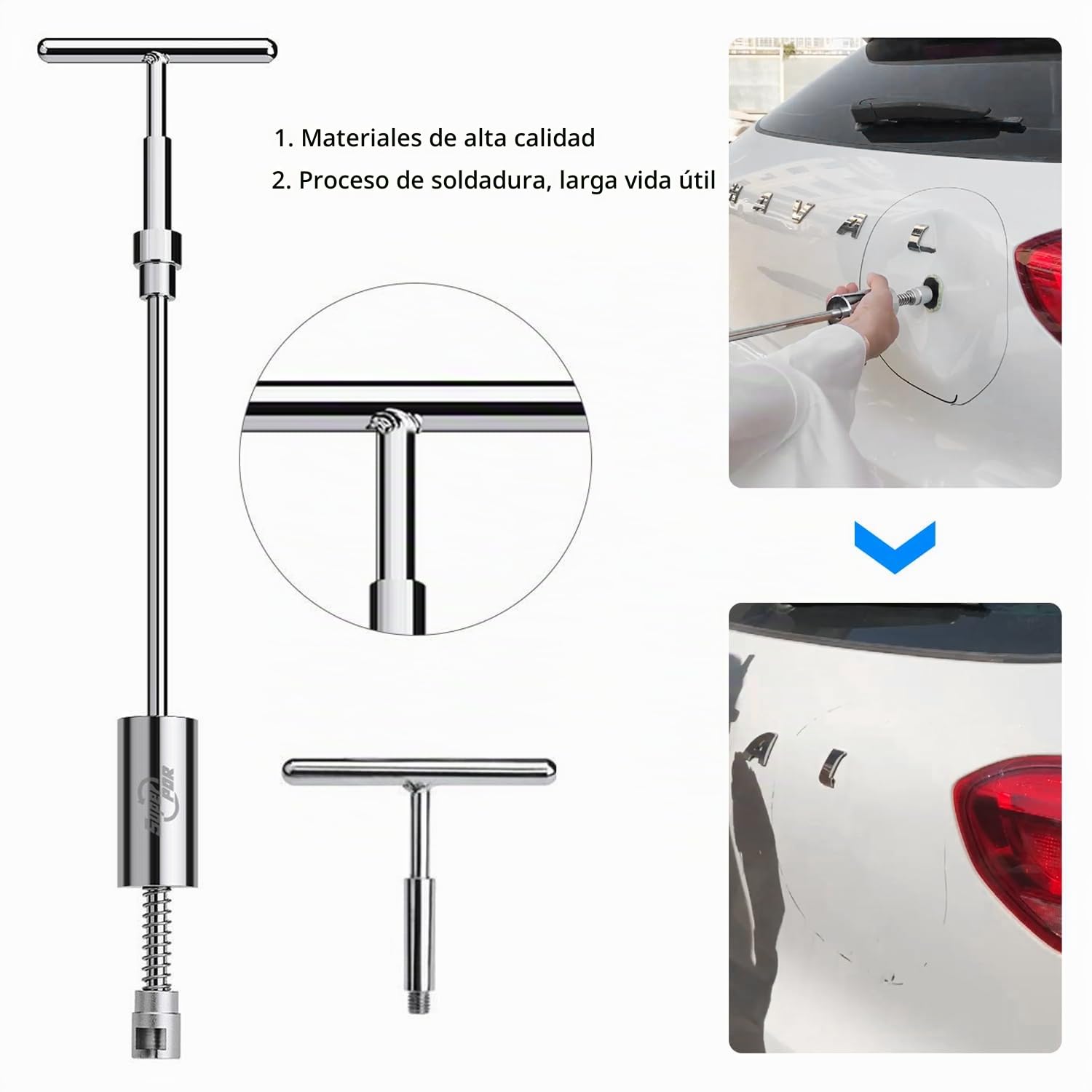 Saca Abolladuras Coche Kit Herramientas, Kit de Reparación de Abolladuras para Reparar Abolladuras de Granizo y Accidentes