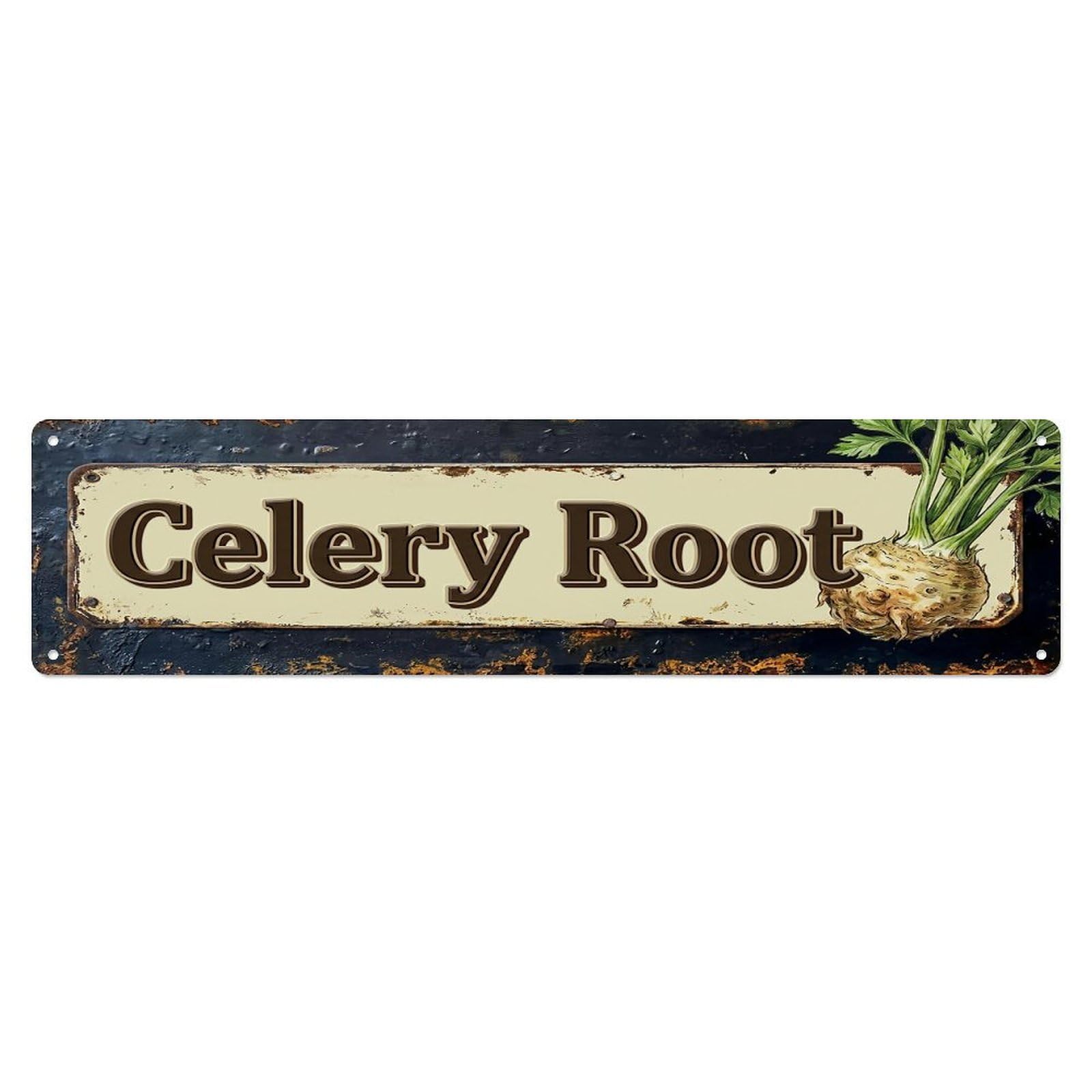 Vintage Celery Root Earthy Farmhouse Metal Tin Sign