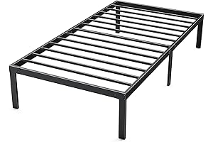 Twin Bed Frame with Mattress: DUMOS Metal Platform Bed Frame with Under-Bed Storage