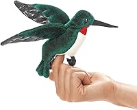 Vista 1 de Folkmanis Mini Hummingbird Finger Puppet, Bluegreen, White, Red, Black, 1 EA
