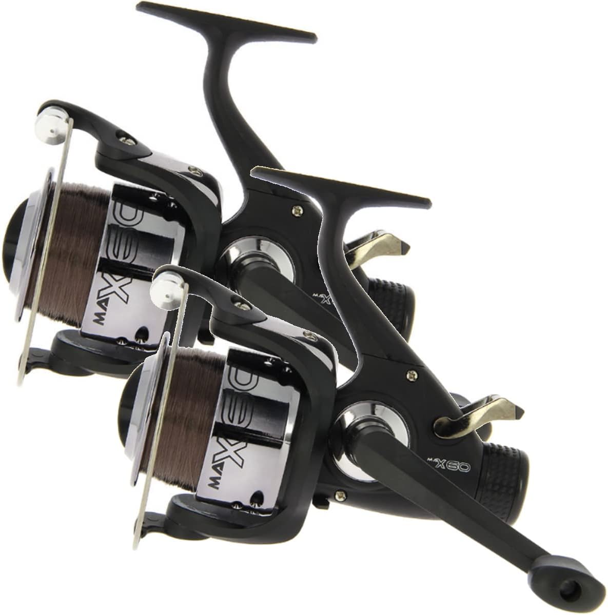 Baitrunner Carp Fishing Reels x2 MAX60 Freespool with FREE BOILIES