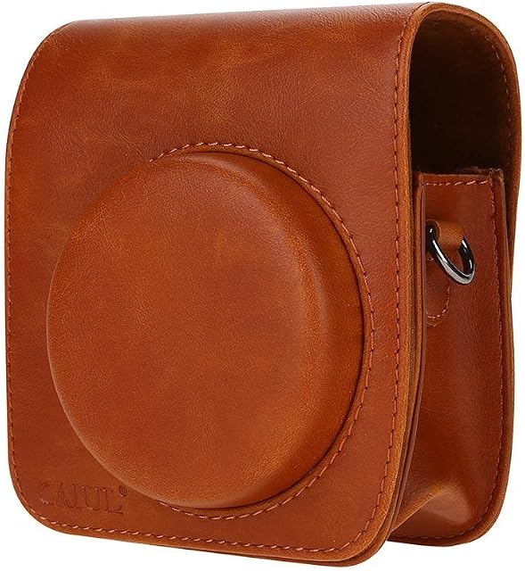 Vintage Protective Case for Fujifilm, PU Leather Protective Cover Case Bag with Shoulder Strap for Fujifilm Instax Mini 90 (Brown)