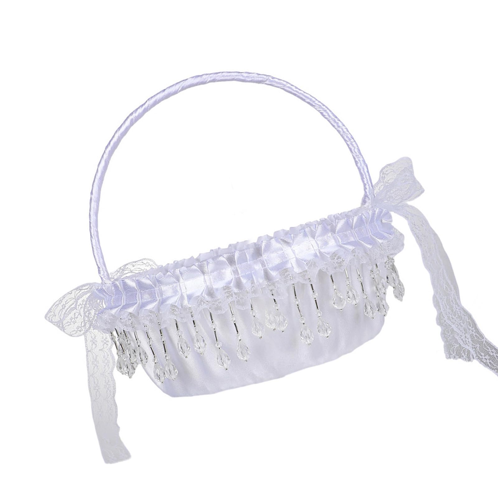 Elnwnnkc Girls Section B Multipurpose Decorative Cloth Basket For Flower Celebrations Flower Basket Elegant Lace