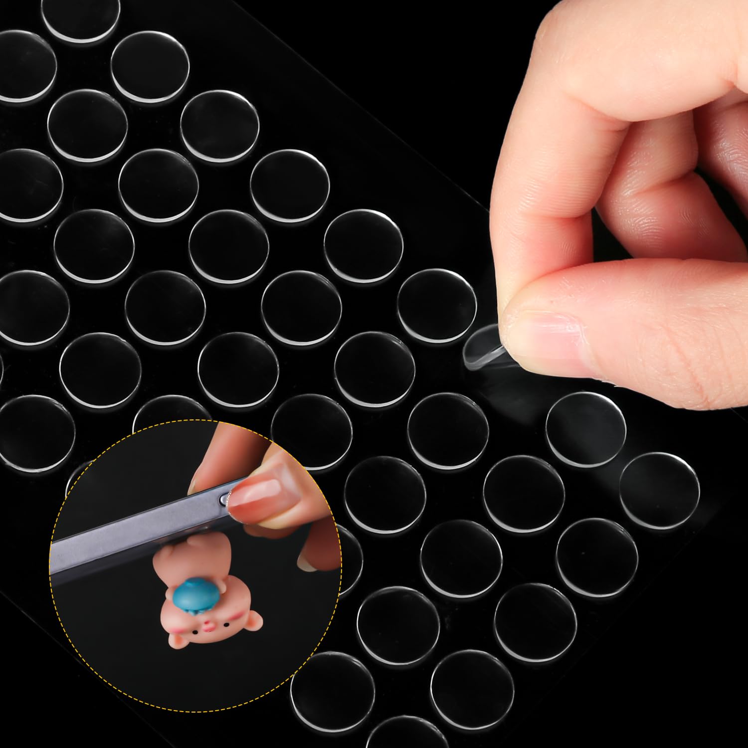 PEUTIER 500pcs Mounting Putty, Round Double Sided Glue Sticky Dots Museum Putty Clear Removable Adhesive Putty No Trace Sticky Tack for Wall Hanging Pictures Poster Art Home Office Decor