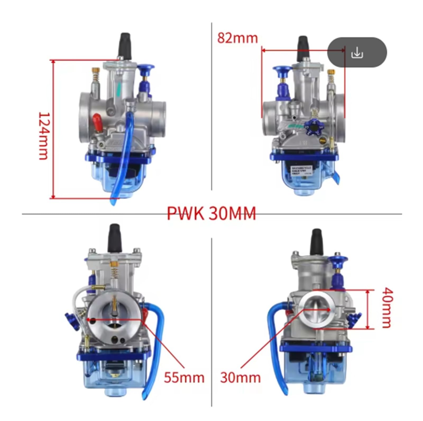 Ajuste for KElHIN KOsO OKO PWK 24 26 28 30 32 34mm 2T 4T Scooter ATV Dirt Bike Racing Carb con Jet Set gratuito carburador de motocicleta(30MM)