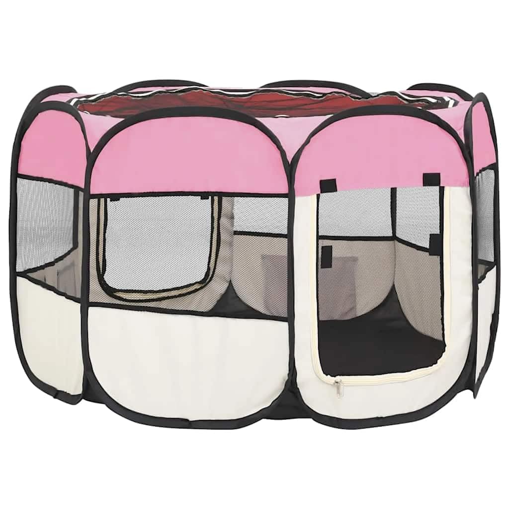Parque plegable para cachorros con bolsa de transporte, 90 x 90 x 58 cm, marco de metal, red resistente a la intemperie para perreras, recinto libre, protección y seguridad durante el