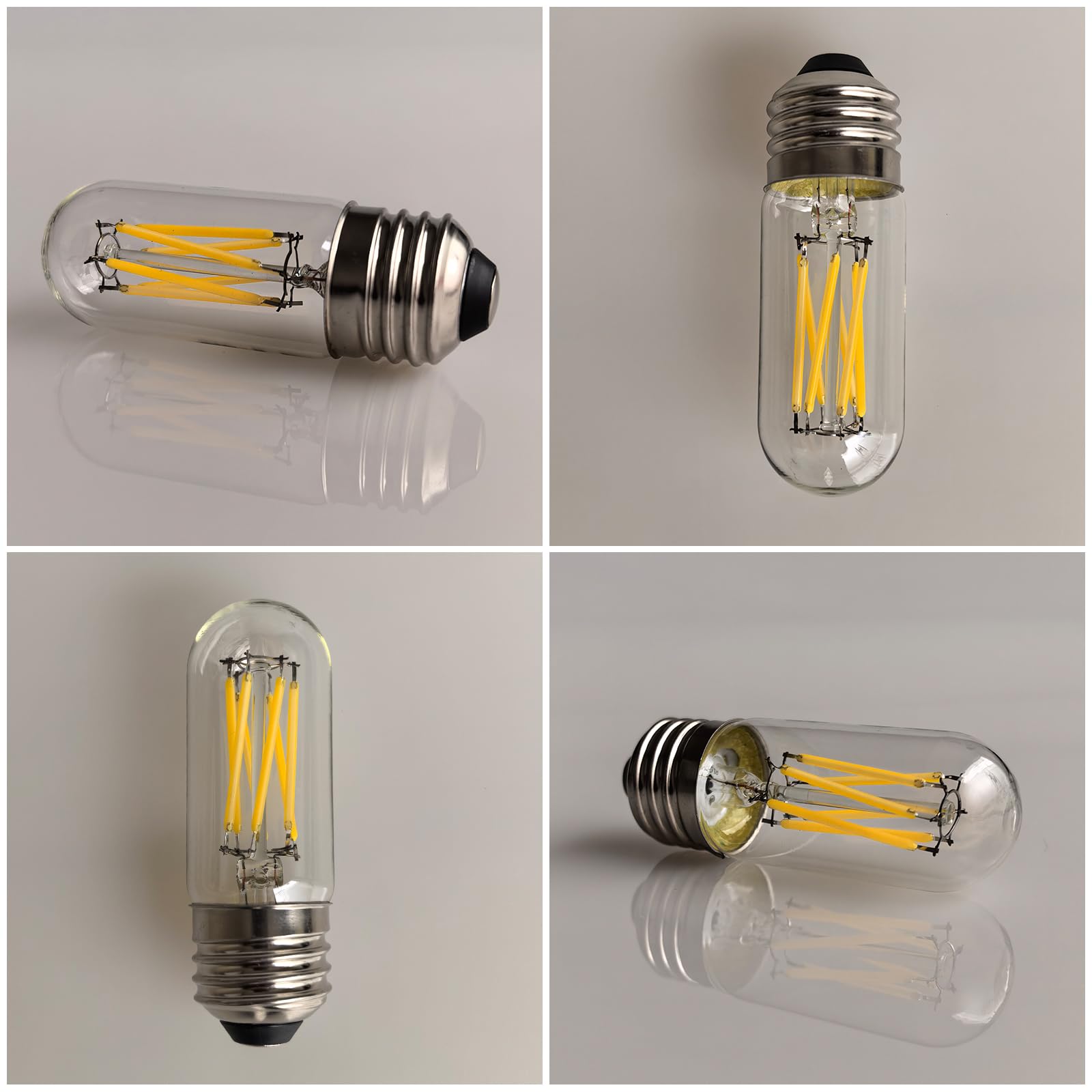 T6 T28 T7 LED Filament Candelabra Bulb E26 Base Dimmable 60W Equivalent 6W 4000K Soft White 580LM Clear — view 3