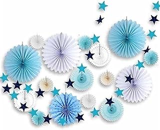 jialong88 Latarnia noworoczna 17 szt. zielone dekoracje imprezowe dzieci brokat koło girlanda papierowa rozeta wachlarze baby shower pierwsze urodziny przyjęcie ślub dekoracja dekoracyjna latarnia (kolor: Styl 2 (niebieski))