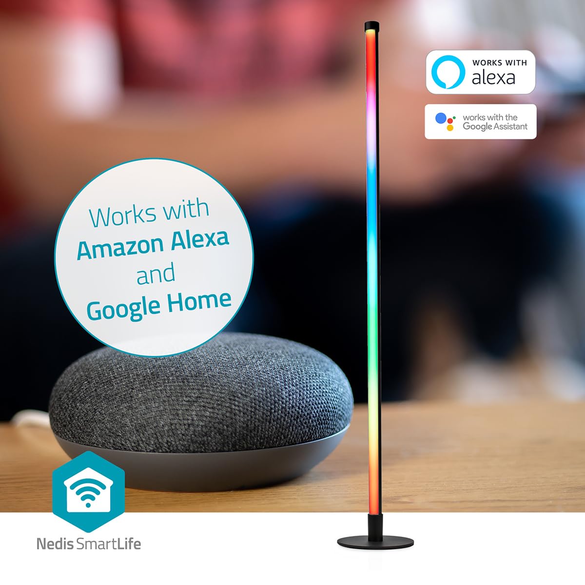 NEDIS SmartLife Stimmungslicht - Wi-Fi - Tube - 180 lm - RGBIC/Warm bis kühlen weiß - 2700-6500 K - 10 W - Metall/Silikon - 1 Stück