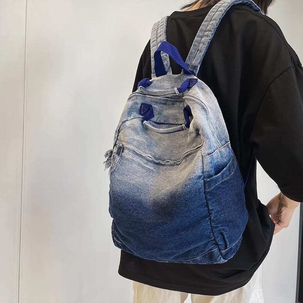 Amazon.com | Denim Backpack y2k Grunge Daypack, Women Men