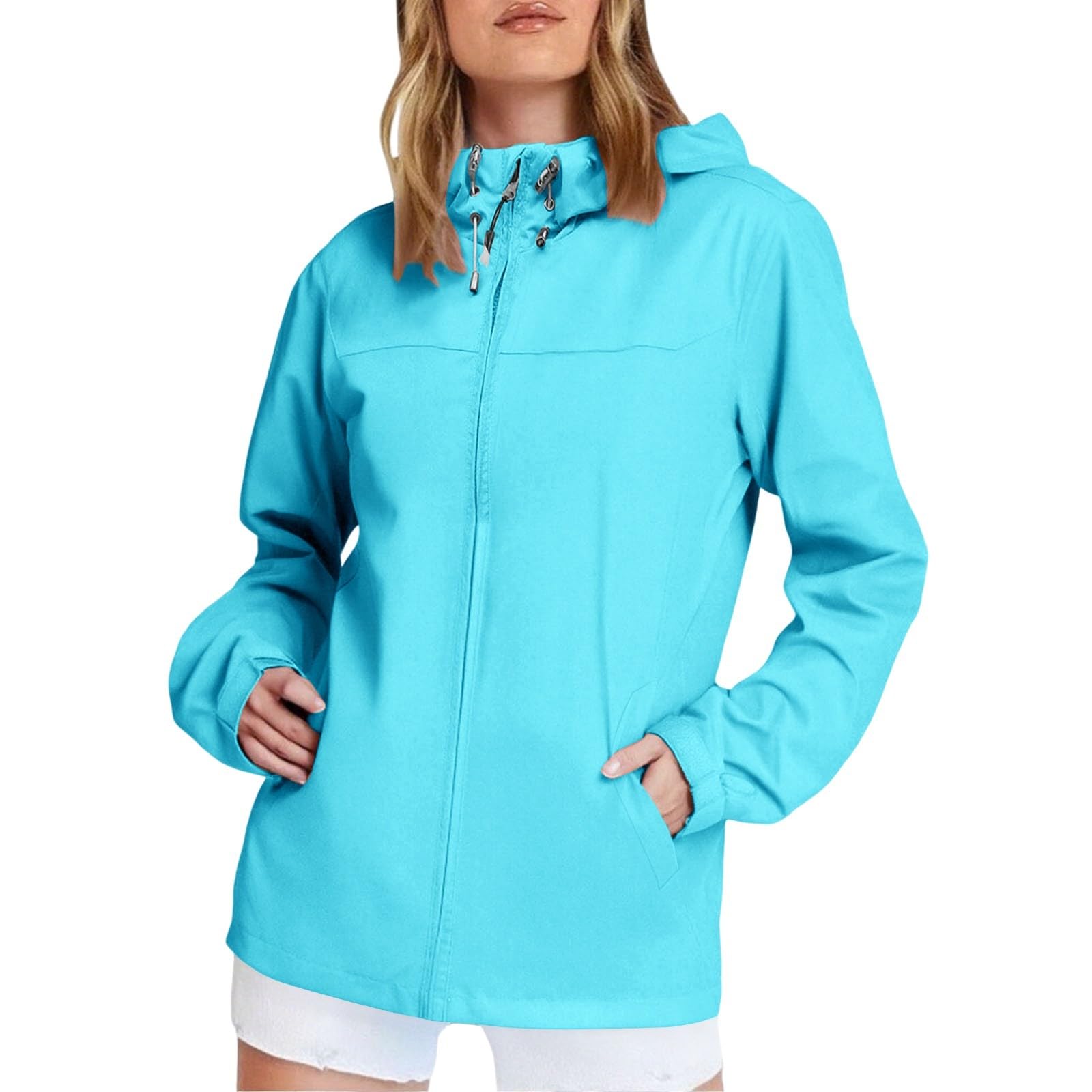 Giacca Antipioggia Da Donna, Leggera, Con Cerniera, Antivento, Cappuccio Escursionismo Invernale Running Donna Impermeabile Trekking Softshell A Vento Trasparente Jacket Giubbotto