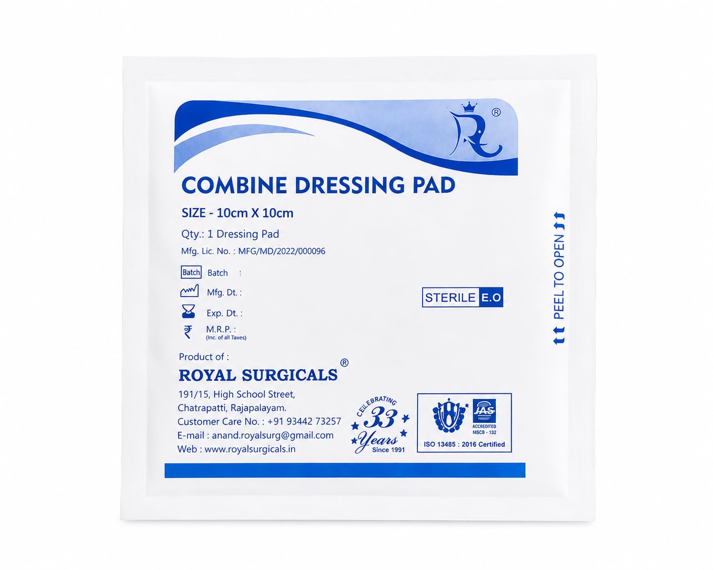 Royal Surgicals Sterile Absorbent Cotton Combine Dressing Pad | Dressing Pad for Wound Dressing/First Aid/Home (10x10cm) (Pack of 10)-image-38