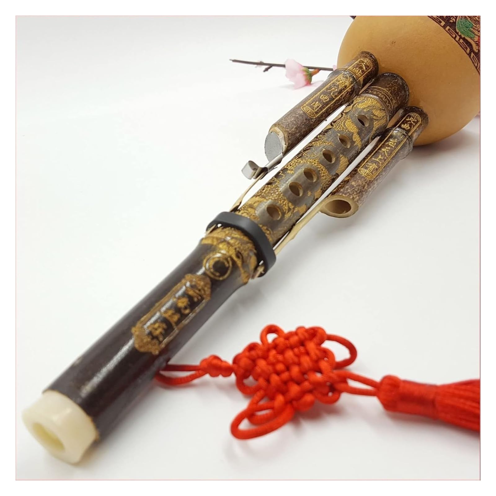 Holzwerkzeuge Nationalinstrumente Chinesisches handgefertigtes Hulusi-Bambuskürbis-Cucurbit-Flöte-Ethno-Musikinstrument for Musikliebhaberanfänger mit Verpackungsbox(B Flat)