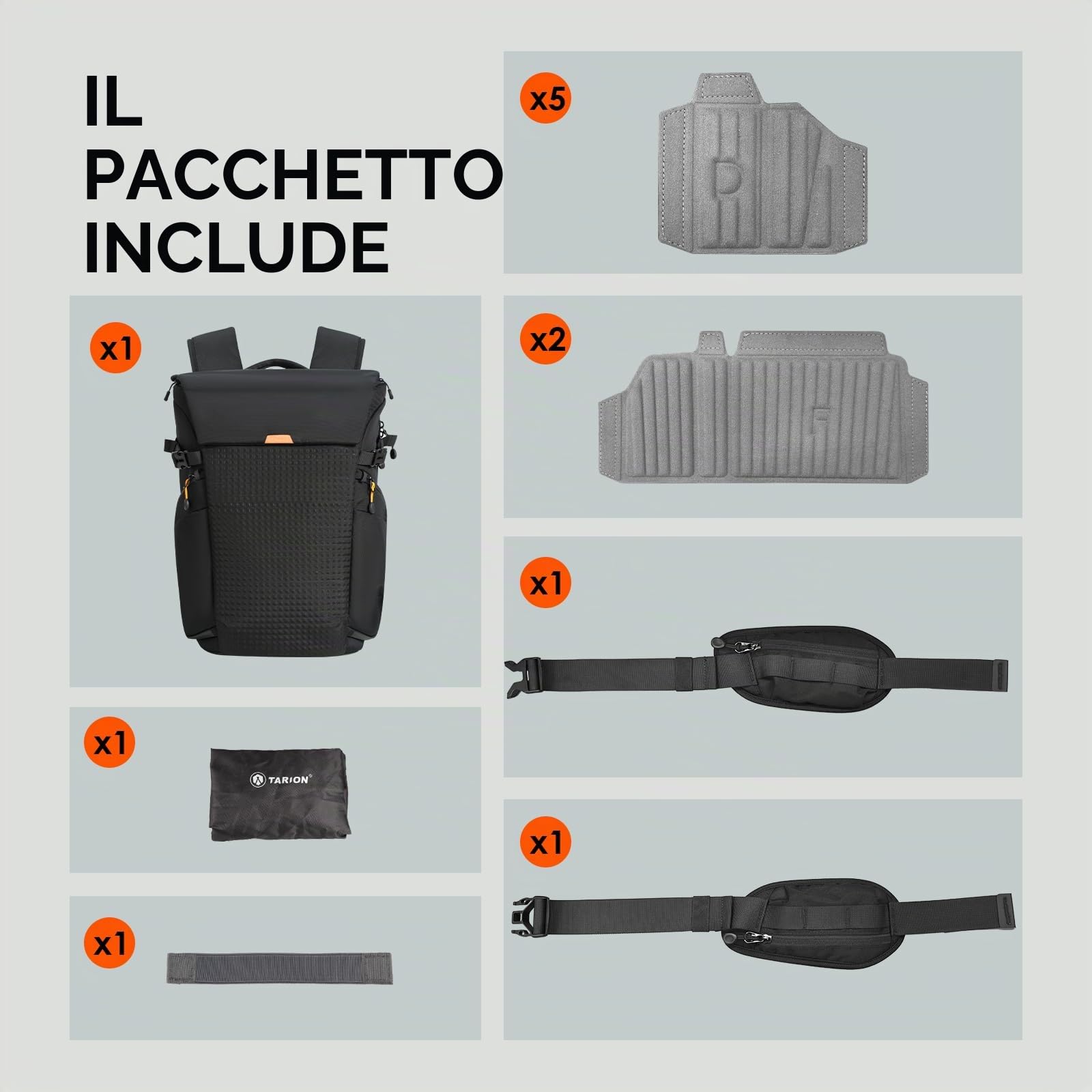 TARION Grande Zaino Fotografico Professionale - Zaino per Fotocamera con Scomparto per Laptop da 16 pollici - Patta Superiore Magnetica e Cintura Staccabile, Copertura Antipioggia (Thorner)