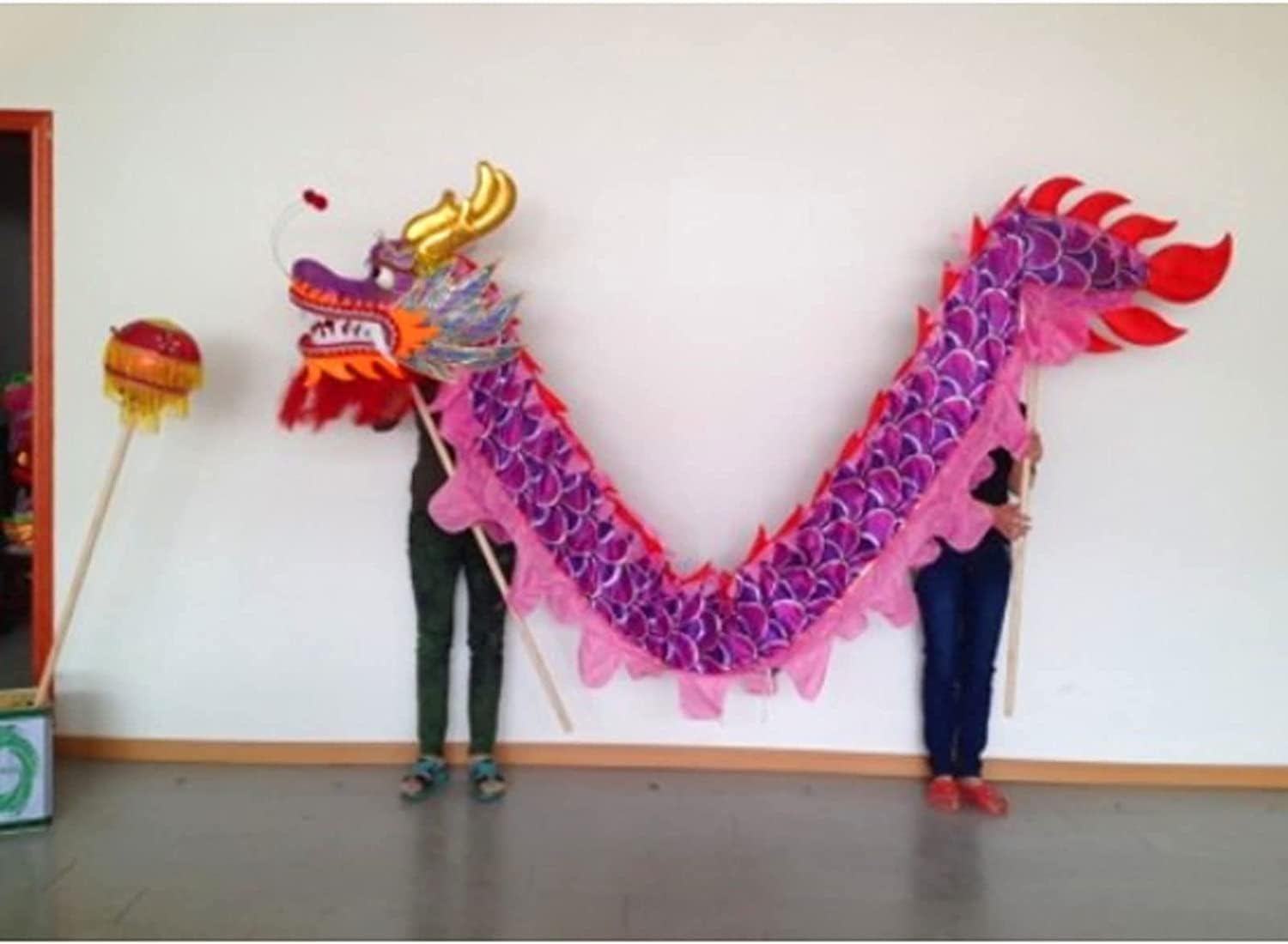 Drago Cinese per Feste 18m/59ft Seta Drago Danza Stile Cinese Leone Puntelli 10 Persone Folk Parade Feste Cinesi in Italia(Purple)