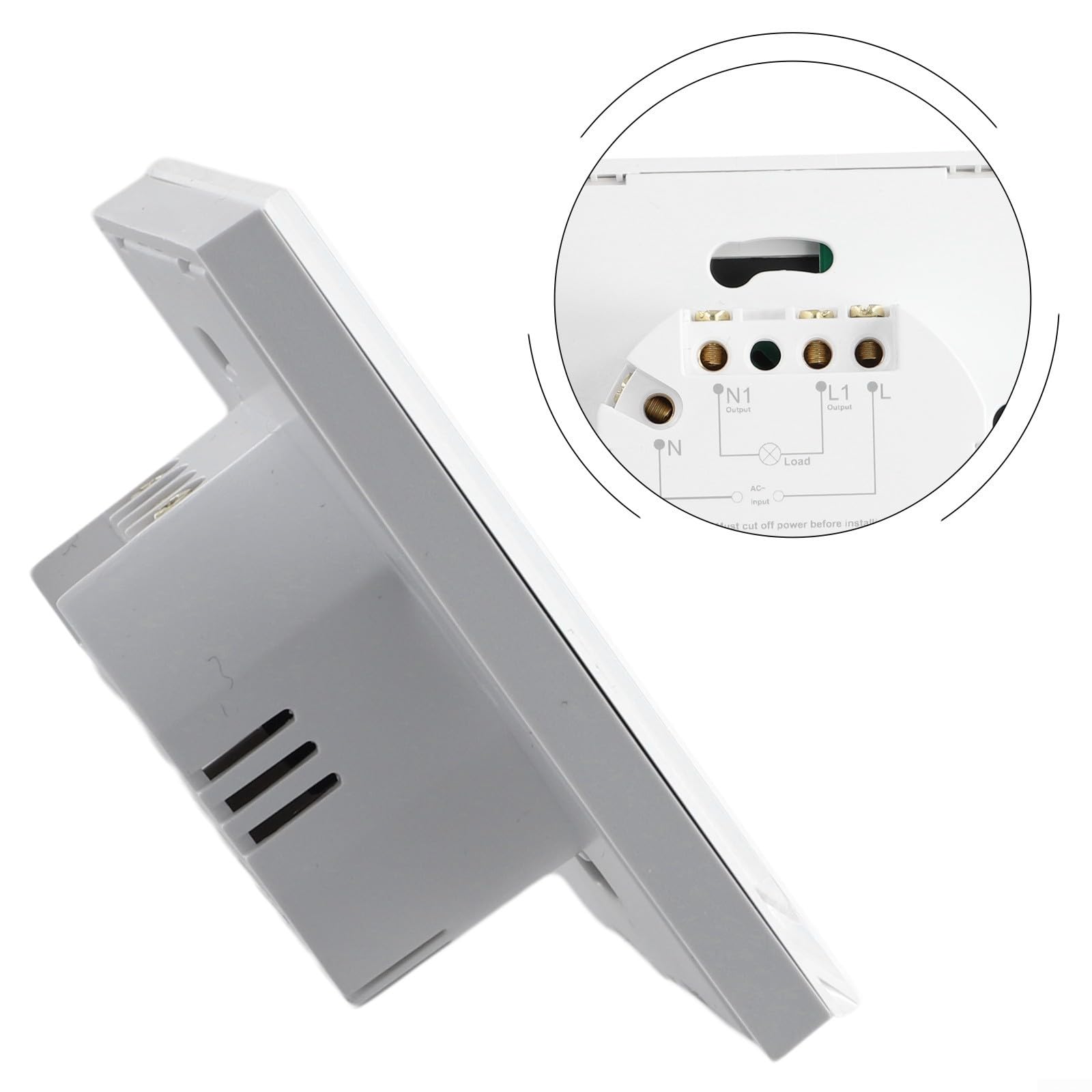Wifi Power Monitor for Tuya Smart Water Heater Boiler Switch, Energy Reports, Backlight Option (White)