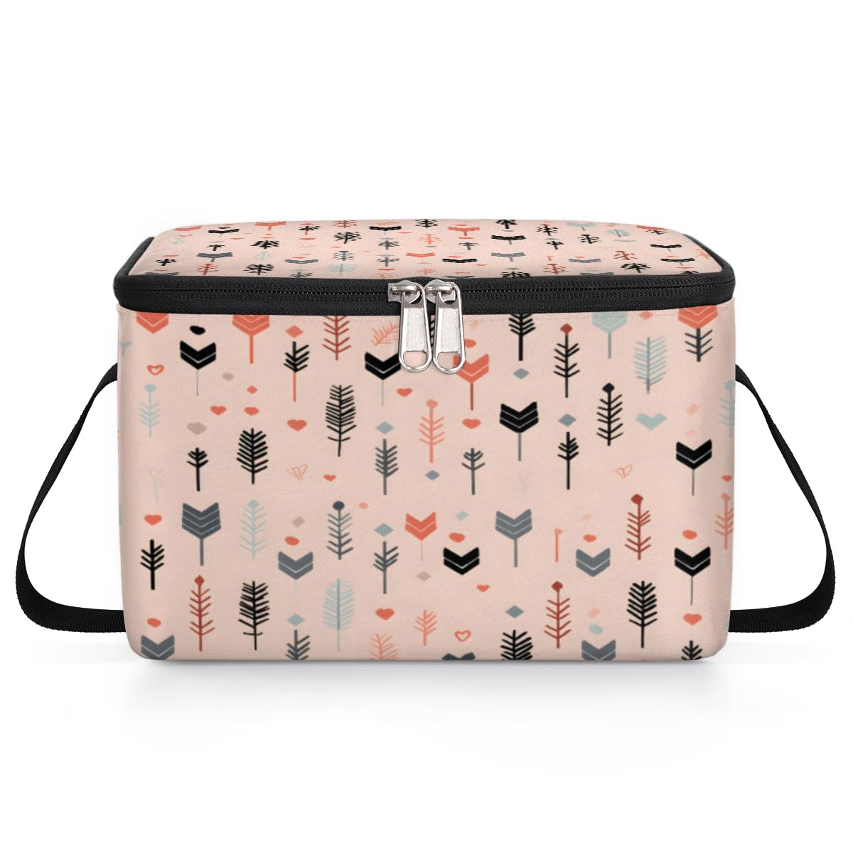 GzLeyigou Feather Arrow Lunch Bags for Women Men 9 Cans, Hot & Cold Food Delivery Bag Insulated Grocery Bag Insulated Lunch Box Pinks Arrow Cooler Bag for Office Work Picnic Beach