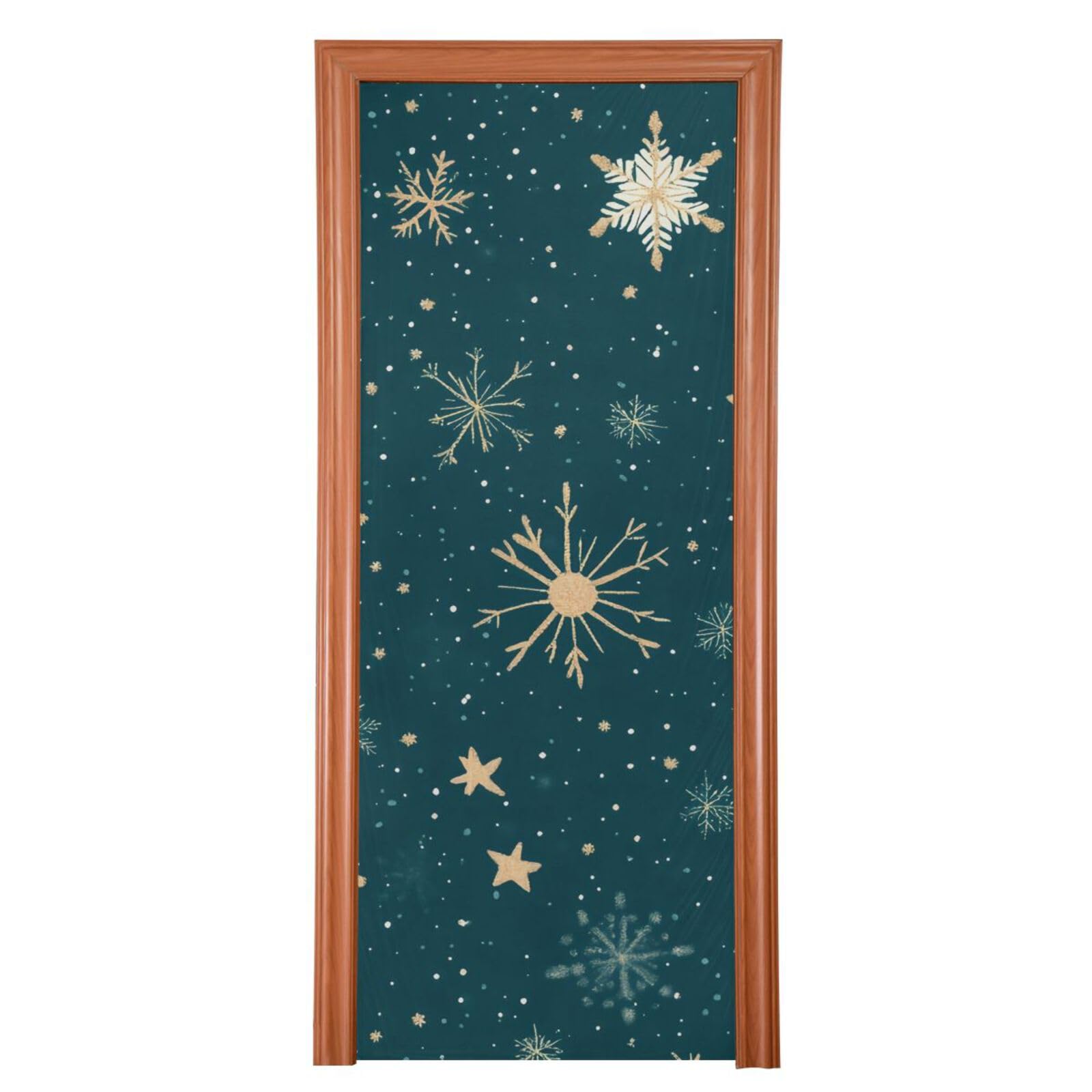 KEEPREAL Christmas Door Cover Large Snowflakes Banner Porch Sign for Winter Indoor Outside Front Door Banner Farmhouse Party Supplies