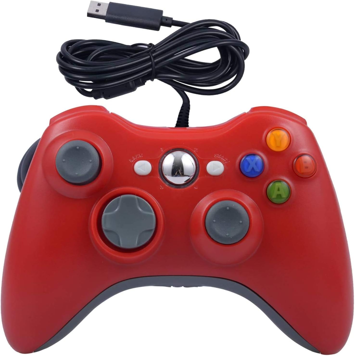 PSS Wired Controller for PC Xbox 360, PC Wired Controller with Dual-Vibration Compatible with Xbox 360/360 Slim and PC Laptop Windows 7,8,10,11, Red, Controller