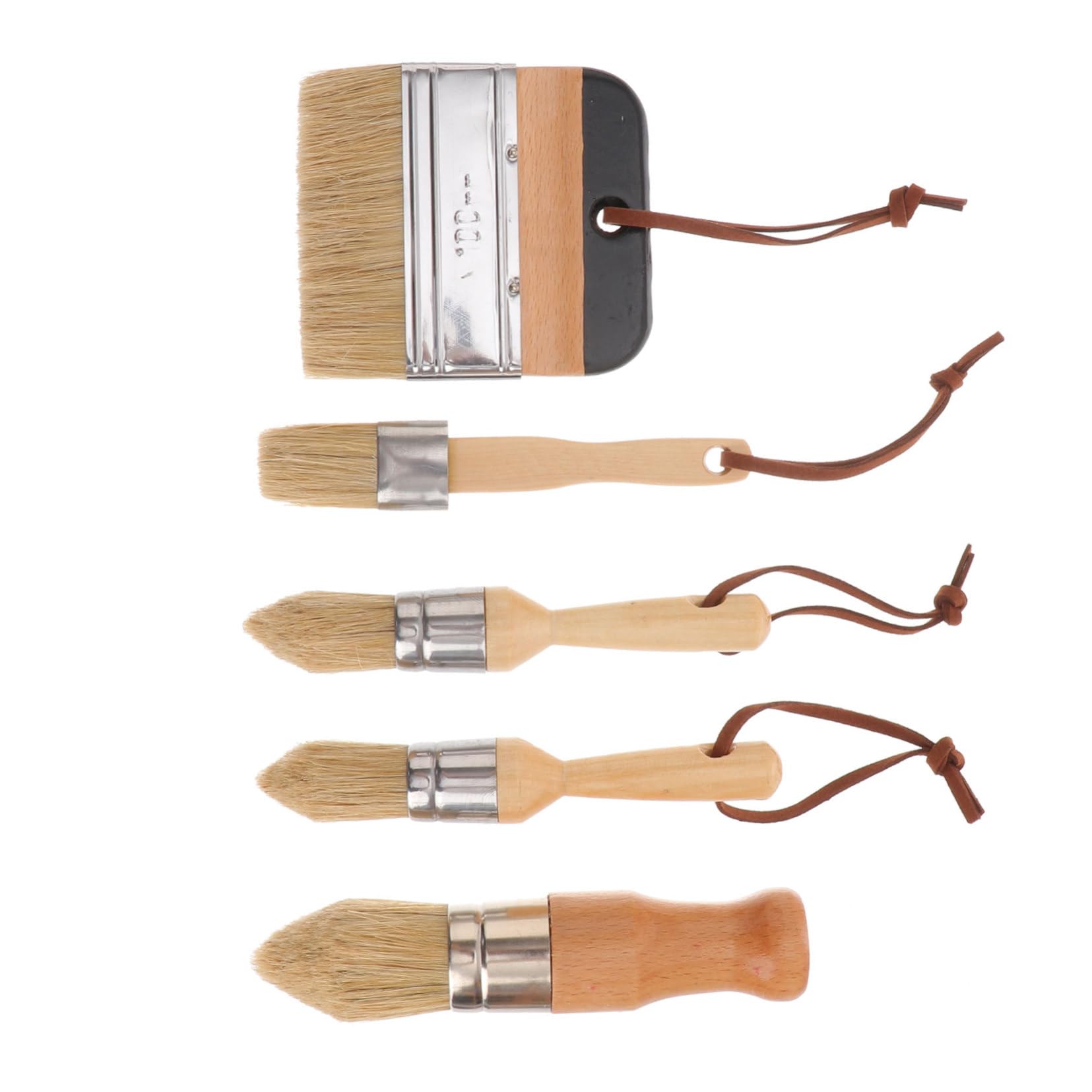 Pinceaux ronds poils naturels Mikikit lot de 5 brosses peinture murale