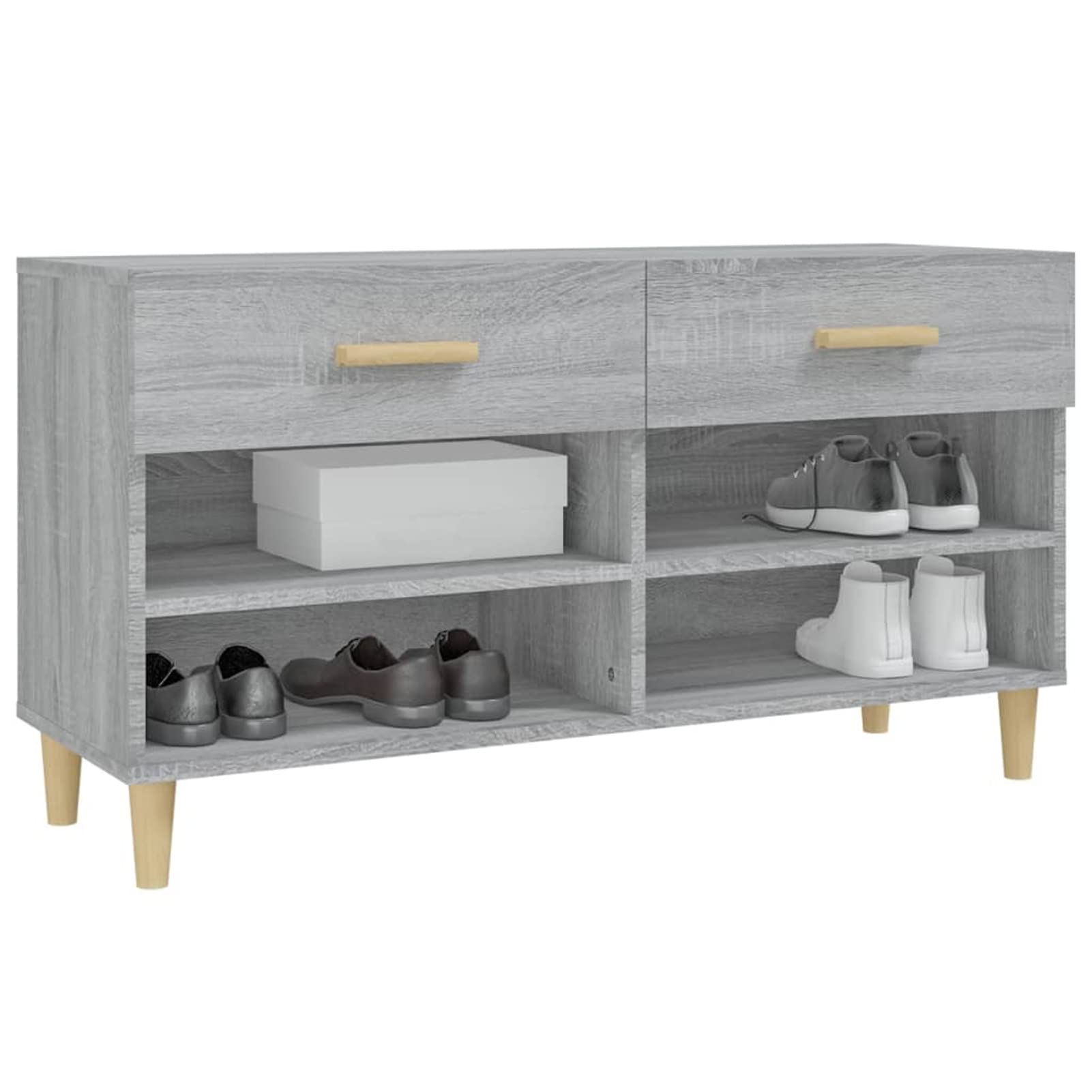 Homgoday Scarpiera Grigio Sonoma 102x35x55 cm in Legno Multistrato, Arredo, Scaffale Portascarpe Organizzatore per Scarpe Stoccaggio Salva Spazio per Corridoio
