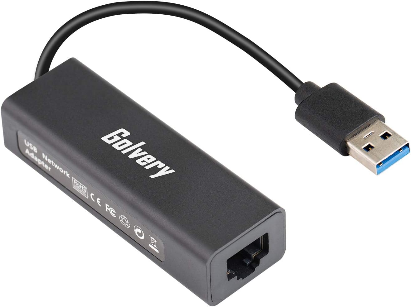 Golvery Ethernet adapter for Nintendo Switch, Gigabit Network Adapter, USB 3.0 to RJ45 Lan wired Adapter, USB to 100/1000 Mbps Gigabit for MacBook, Surface, Windows 10, Mac OS (Black)