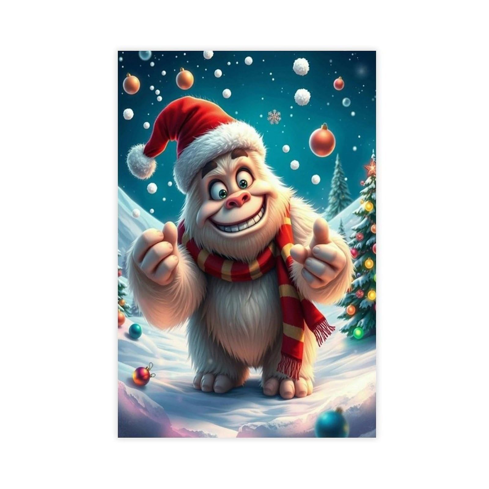 Bareronor Santa Gorilla Poster Canvas Poster Bedroom Decor Landscape Office Room Decor Gift 16" L X 24" W