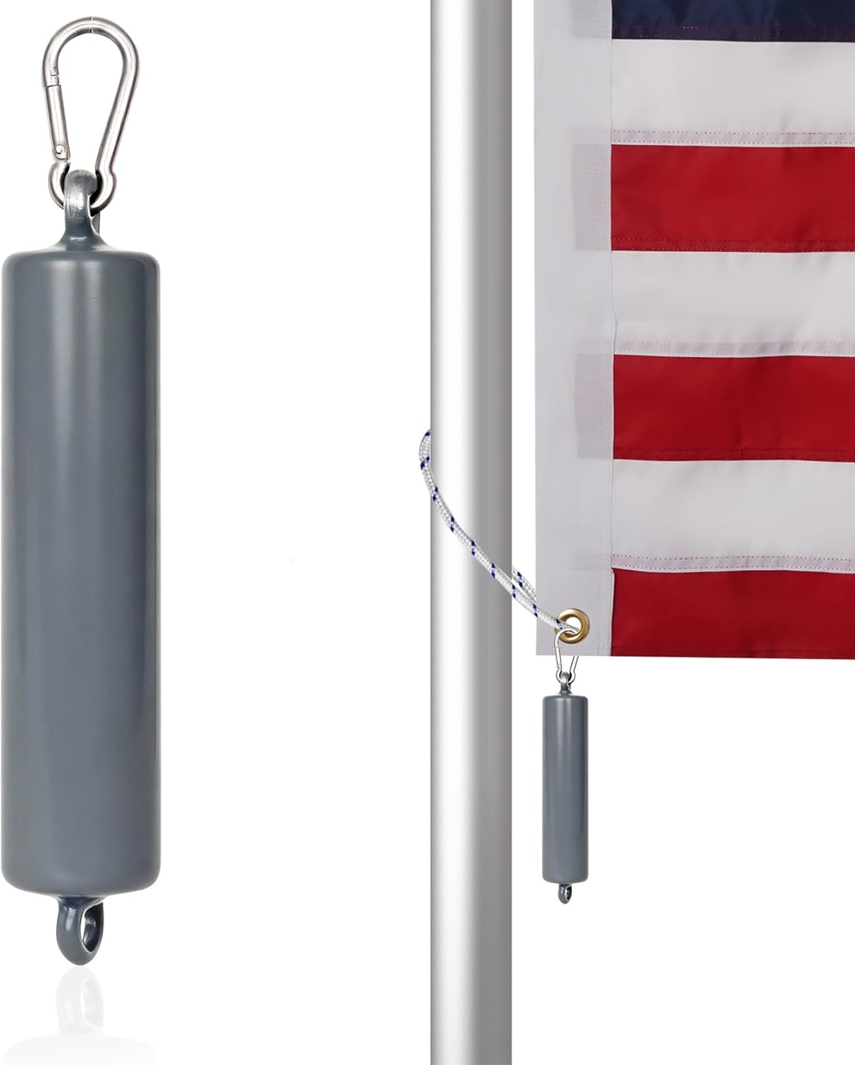 Flag Weights 4 LB Counterweight for Bottom of Flag, Heavy Duty 64 oz Grey Counter Weight Keep Flag Straight for Windy Days Outside Internal Halyard Flagpole Accessories
