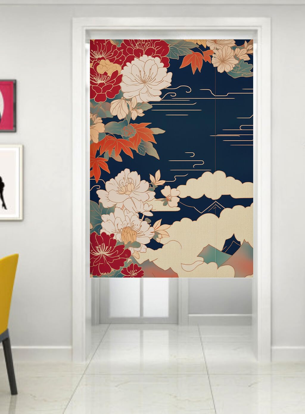 Hiseng Noren Tenda Giapponese della Porta Tappezzeria, Divisorio Stile Curtain Tapestry Cucina Ristorante Negozio Camera Doorway Corridoio Decorazione (Montagna,70x120cm