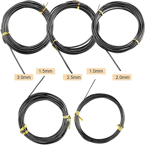 Miniatura 2 de Alambre de entrenamiento de bonsái negro, alambre de entrenamiento de plantas de aluminio, alambre de entrenamiento de árboles, herramienta de