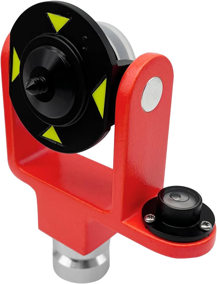 Surveying Mini Prism Reflector System 0/-30 mm Offset Surveying Prism Kit with Soft Padded Case Mounting Accessories for Topcon Trimble Sokkia Swiss-Type Total Stations (Silver-Coated Mini Prism)
