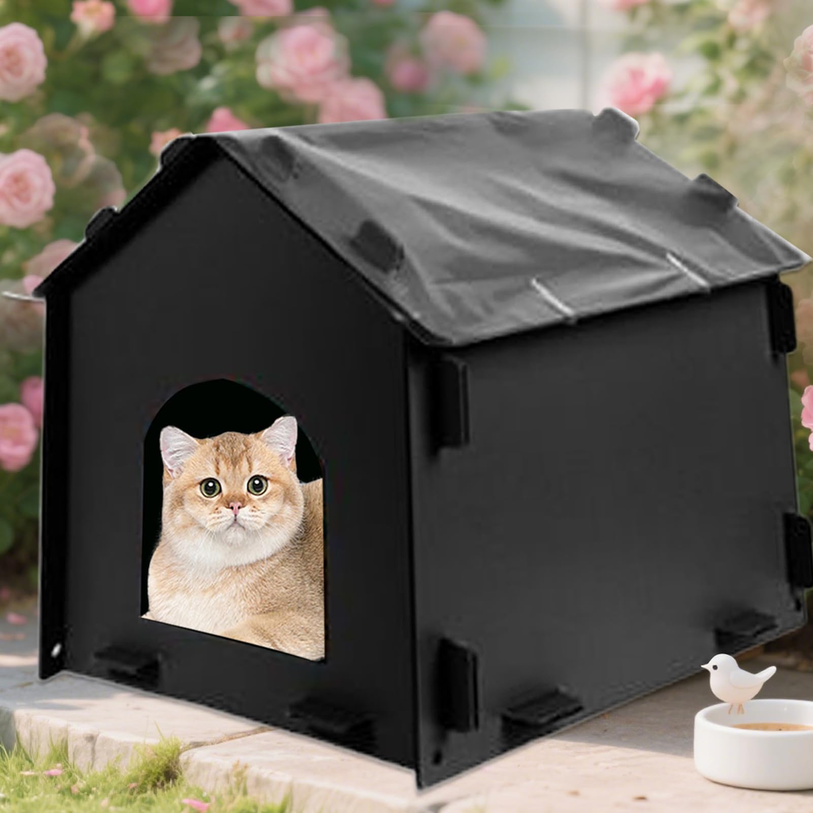 Rifugio Per Gatti Randagi Casa Per Animali Domestici Isolata Sicura E | Tana Animali Domestici Con Stazione Alimentazione Esterna Adatto A Comunità Balcone Patio Giardino Cortile Garage