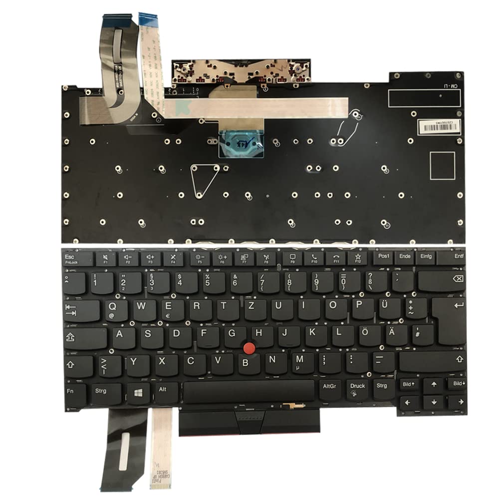 Backlit Tastatur Ersatzteil für Lenovo Thinkpad T490s Type 20NX 20NY, T495s Type 20QJ 20QK Keyboard (German QWERTZ Layout - ISO)