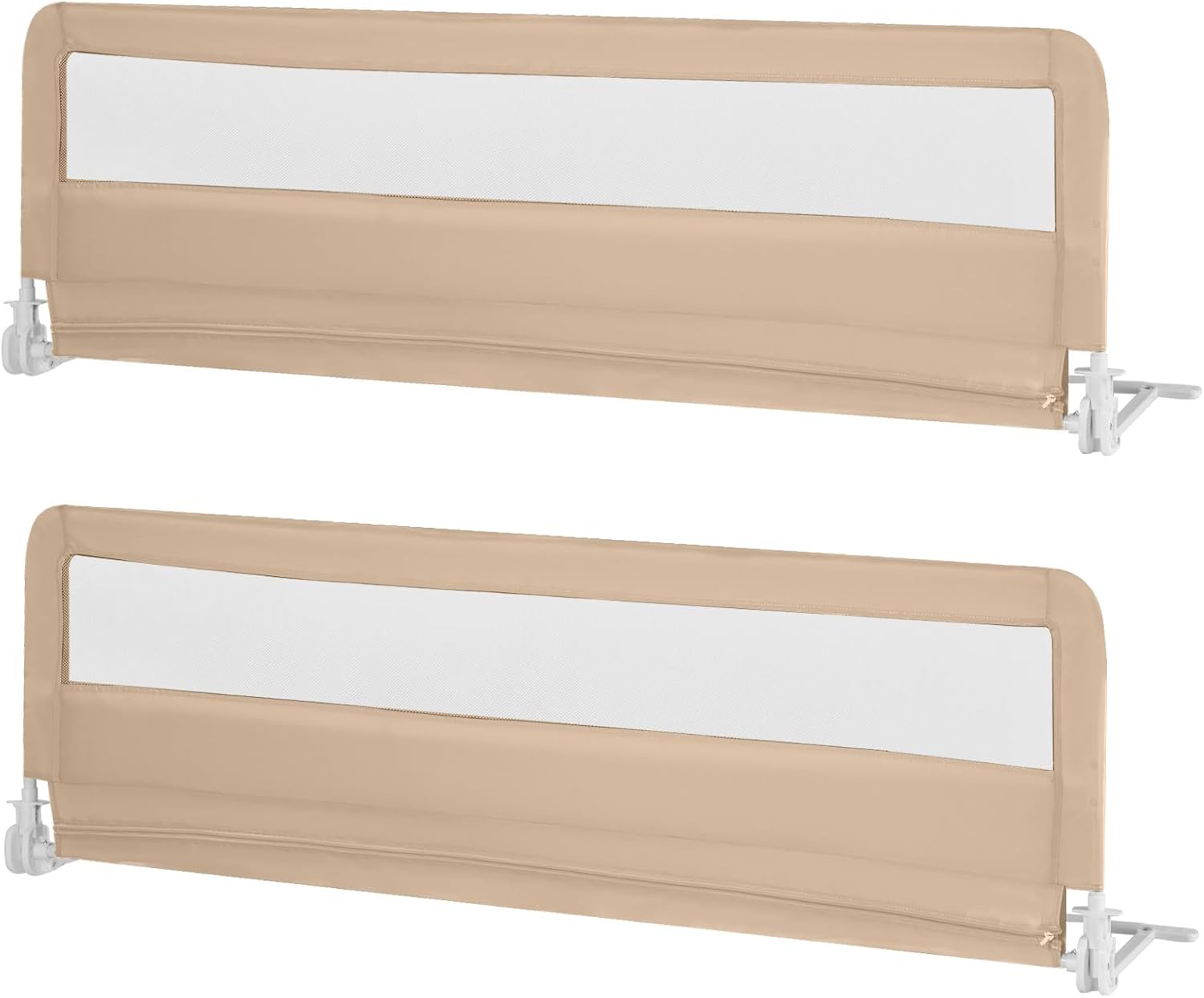 HONEY JOY Bed Rail for Toddlers, 71-in Extra Long, Portable Safety Bed Guardrail w/Double Safety Child Lock, Foldable Baby Bed Rail Guard, Fit King & Queen Full Twin Size Bed Mattress(Beige, Pack 2)