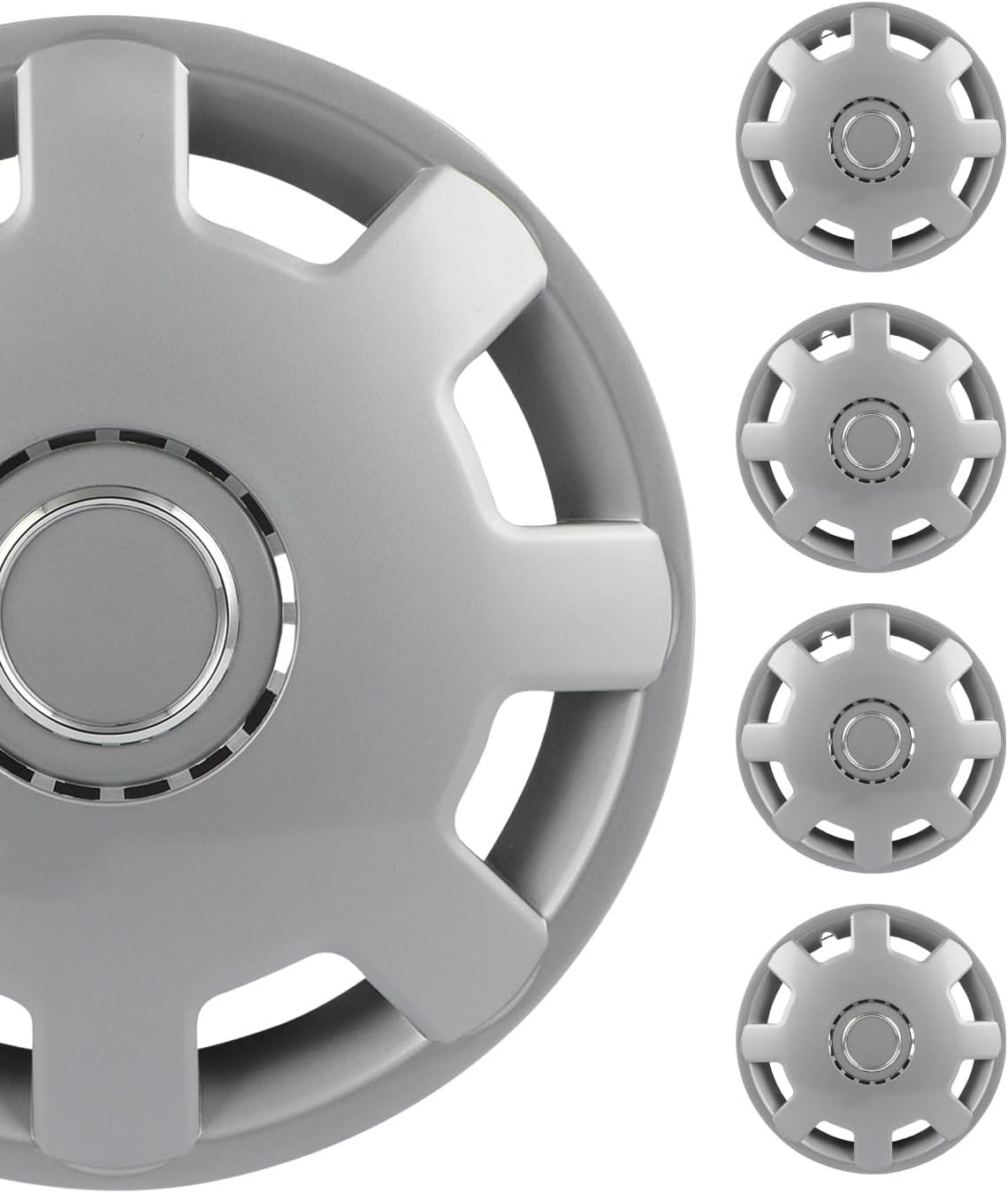 SCITOO 4pcs Set of 13-Inch Silver Hubcaps can be Easily Installed on Car Truck SUV,Suitable for a Variety of Models,Beautiful and Rust-Proof