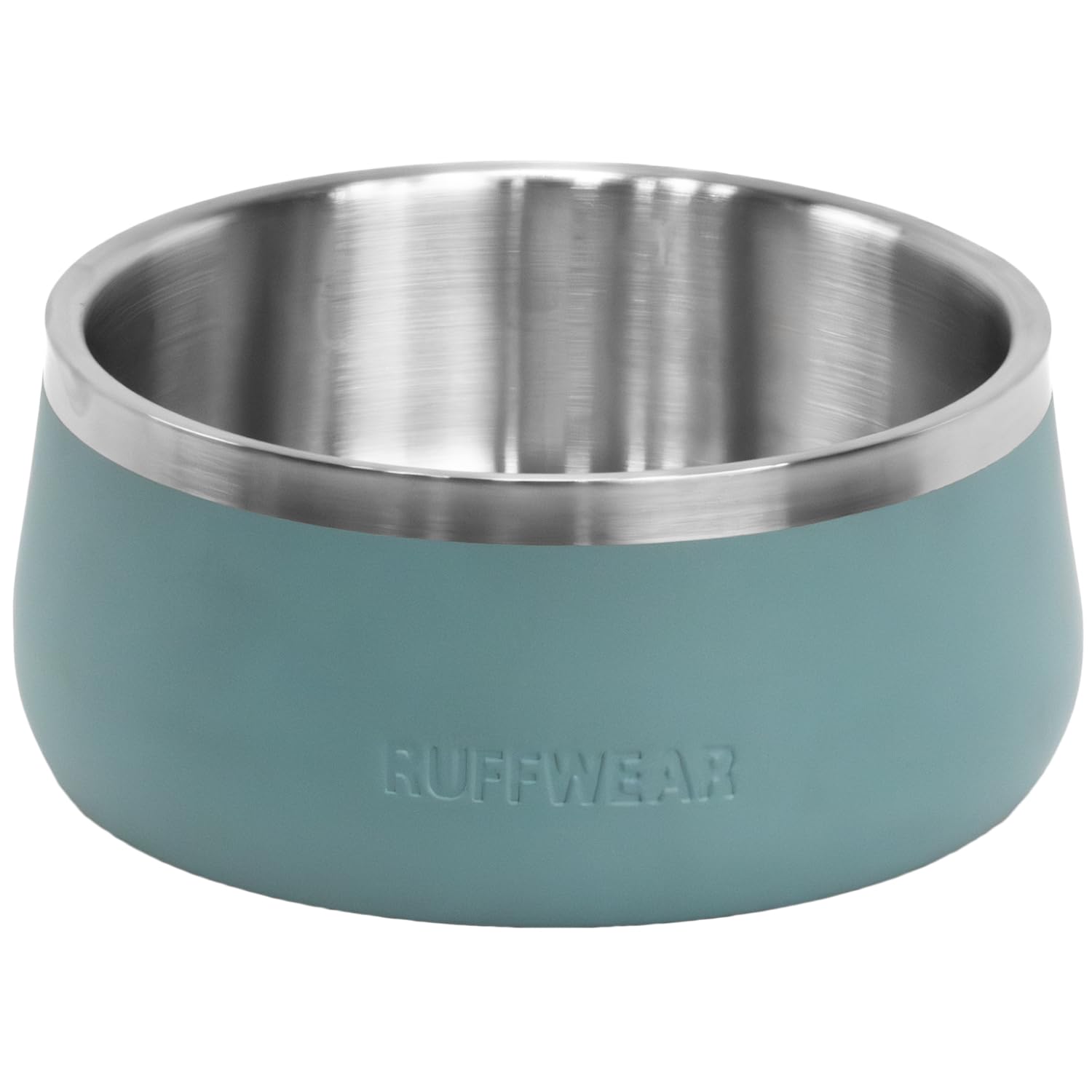 Ruffwear Basecamp Bowl, Stainless Steel Dog Bowl, Lightweight & Portable for Dog Treats, Food & Water, Non Slip & Dishwasher Safe Non Spill Container, River Rock Green, Large 1.6 Litre Capacity