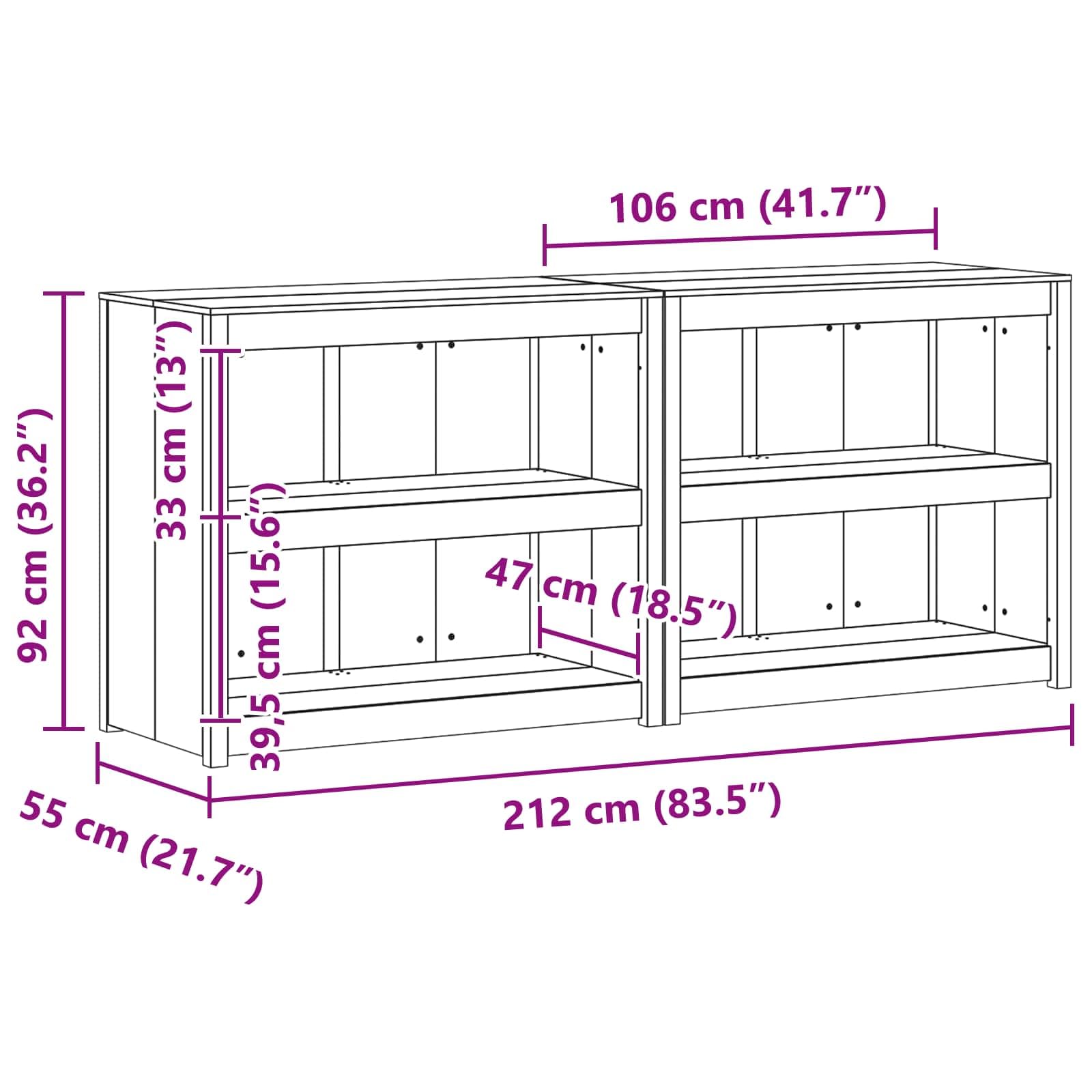 MEPPEL - Set di 2 mobili da cucina per esterni, in legno massiccio Douglas, 212 x 55 x 92 cm, modulare, con 2 ripiani, adatto per cucina da giardino, terrazza e stoccaggio